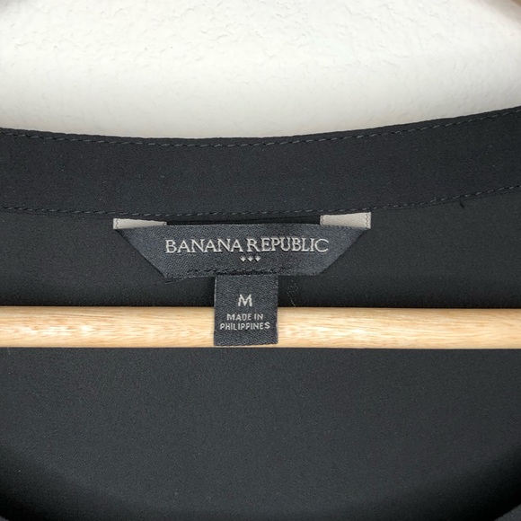 Banana Republic Black Short Sleeve Blouse Sheer Size Medium - Picture 3 of 3